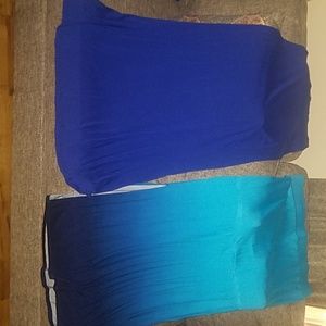Set of 2 Maxi Skirts...One Solid Royal..One Ombre